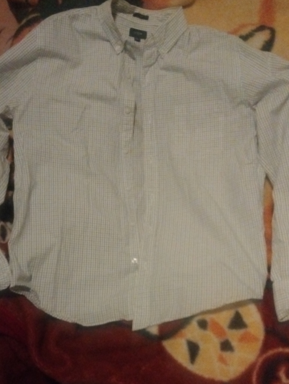 J. Crew Men's Light Blue Micro-Check Cotton Button-Down Shirt.L.pre Owned.
